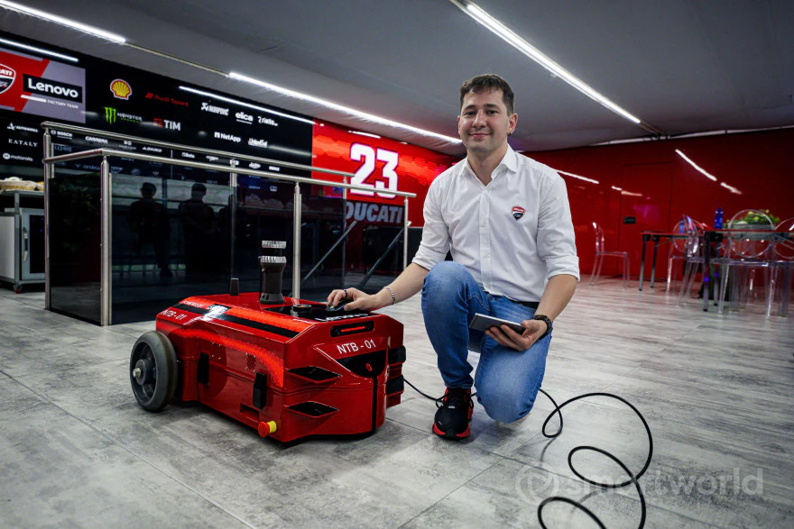 NTB-01 and its father, Andrea Gorfer, Ducati MotoGP Electronics & Electronic Systems Designer. Image by SmartWorld.it