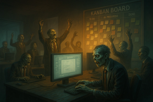 The new normal. GenAI Agile Zombies, VibeCoding their way through Jira, chasing process over sense.
