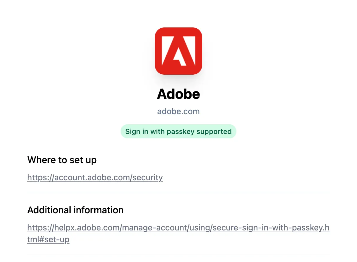 Example using Adobe for passkey